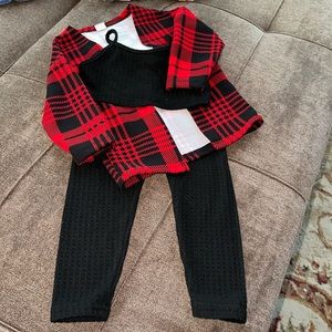 SHEIN 3 Piece Girls Set Checkered Black and Red Size 3